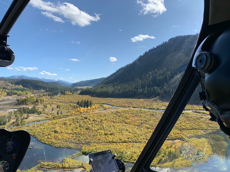 View of the Grey's River valley floor in western Wyoming from a Wind River Air helicopter. Photo credit Kelley Family